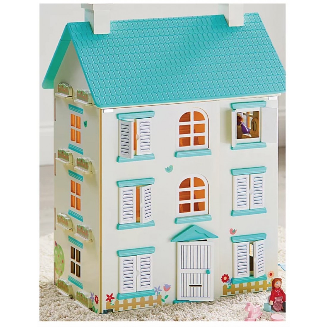 wooden light up dolls house